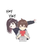 😒 Hey Hey Anime, Süß, Paar, Gruß, Freund telegram sticker