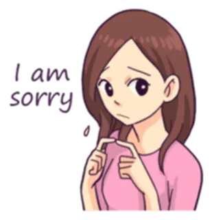 😒 I am sorry desculpa, mulher, desenho animado, desculpa, arrependimento telegram sticker