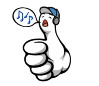 🎼 Daumen hoch, Musik, Cartoon, Handbewegung, Positiv whatsapp sticker