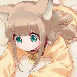 🧋 Anime, Ragazza gatto, Kawaii, Manga whatsapp sticker