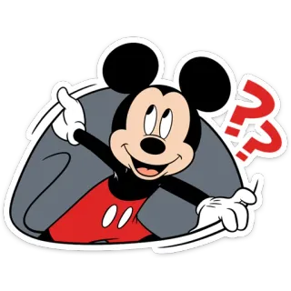 ❓ Mickey Mouse Mickey Mouse, Disney, Cartoon character, Question marks, Animated, Confusion telegram sticker