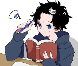 🤓 Anime, Học sinh, Đọc sách, Sách, Học tập, Phim hoạt hình telegram sticker