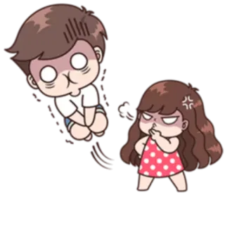 🤛 만화, 커플, 방귀, 웃긴, 짜증, 농담 whatsapp sticker