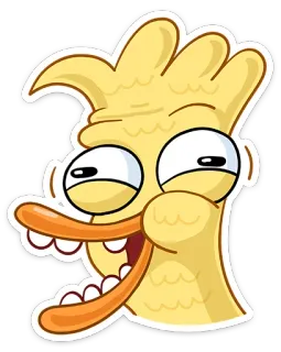 😜 pato, dibujos animados, animal, gracioso, amarillo, pegatina whatsapp sticker