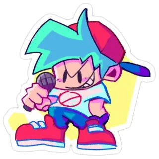 😬 Boyfriend Friday Night Funkin' videogame, music, cartoon, singer, microphone whatsapp sticker