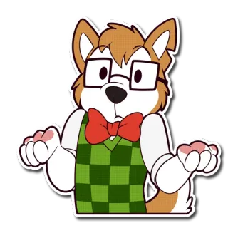 😶 perro, gafas, pajarita, lindo, dibujos animados, peludo, animal, nerd telegram sticker