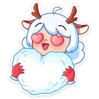 😍 Мультфильм, Наклейка, Сердце, Любовь, Милый, Олень whatsapp sticker