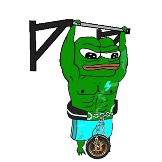 💪 Pepe the Frog пепе, лягушка, упражнения, биткоин, мем telegram sticker