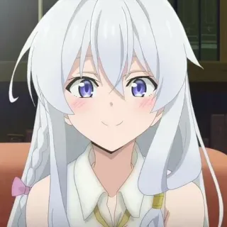 🍃 anime, girl, white hair, smile, cute telegram sticker