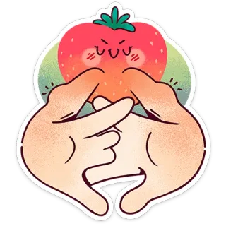 🍓 morango, mãos, fruta, fofo, kawaii, adesivo telegram sticker