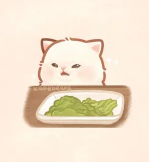 🐱 kapebeans. chat, wasabi, mignon, nourriture, kawaii, animal, dessert, asiatique telegram sticker