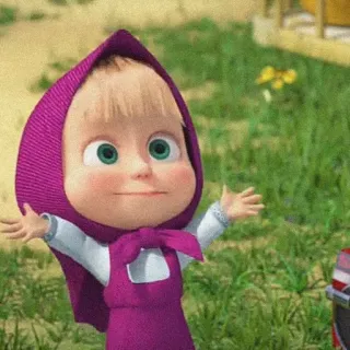 🍕 Masha Masha and the Bear Desenho animado, Menina, Criança, Fofo/a, Feliz telegram sticker