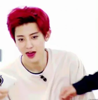 🌙 Chanyeol kpop, cantor, coreano, idol, chanyeol, exo, cabelo vermelho telegram sticker