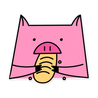🥖 свинья, хлеб, еда, милый, животное, наклейка telegram sticker