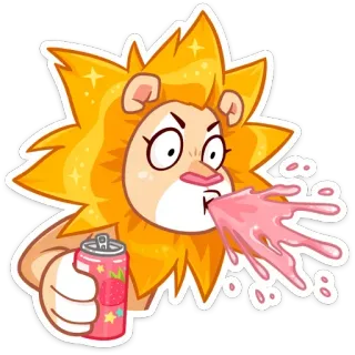 😳 สิงโต, สตรอว์เบอร์รี, เครื่องดื่ม, การ์ตูน, สติกเกอร์, ตลก telegram sticker