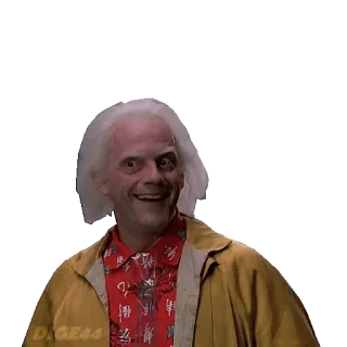 😄 Dr. Emmett Brown Back to the Future Dr. Emmett Brown, Back to the Future, movie, crazy, excited, scientist telegram sticker