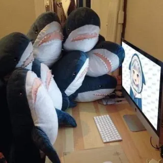🦈 Tiburón, Peluche, Ordenador, Streamer Virtual, Anime whatsapp sticker