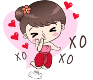 😘 XO Desenho animado, Corações, Beijo, Abraços, Rosa, Amor, Adorável telegram sticker