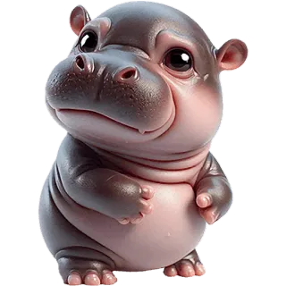 😞 hippo, cute, animal, baby hippo, cartoon, mammal telegram sticker