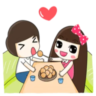 ❤ couple, amour, cœur, dessin animé, mignon, rencontre telegram sticker