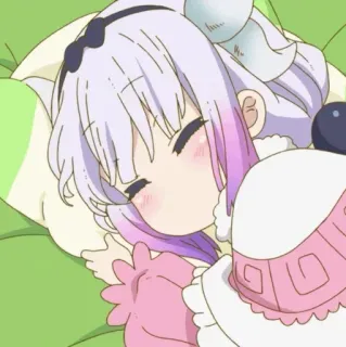 🍓 Kanna Kamui Miss Kobayashi's Dragon Maid anime, smok, śpiący, słodki, kawaii, kreskówka telegram sticker