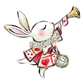 🐰 White Rabbit Alice in Wonderland 兔子, 爱丽丝梦游仙境, 白兔, 怀表, 童话, 卡通 whatsapp sticker