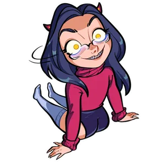 🤬 setan, iblis, kartun, lucu, gadis, anime, halloween, stiker telegram sticker