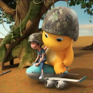 🧬 dessin animé, casque, soldat, avion whatsapp sticker