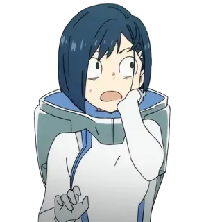 😰 Ichigo Darling in the Franxx anime, Ichigo, Darling in the Franxx, blue hair, surprised, girl telegram sticker