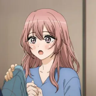 😳 Anime, Desenho animado, Menina, Bonita, Cabelo rosa telegram sticker