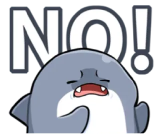 😉 NO! nee, haai, cartoon, afwijzen, meningsverschil telegram sticker