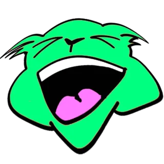 😂 kartun, kucing, binatang, hijau, tertawa, lucu, stiker telegram sticker