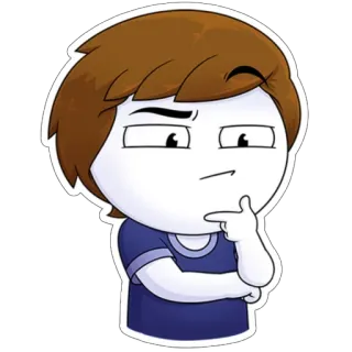 🤔 dibujos animados, personaje, pensando, cuestionando, pelo castaño, animación whatsapp sticker
