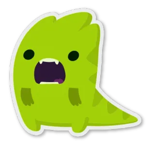 😦 Cartoon, Grün, Monster, Süß, Dinosaurier, Kawaii, Illustration telegram sticker
