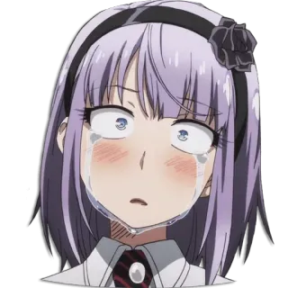 😢 anime, crying, girl, purple hair, sticker telegram sticker
