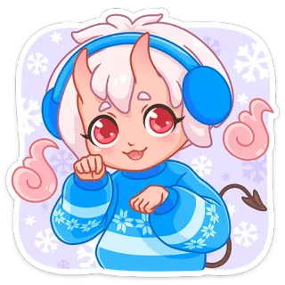 😘 hiver, flocon de neige, diable, mignon, kawaii, démon whatsapp sticker