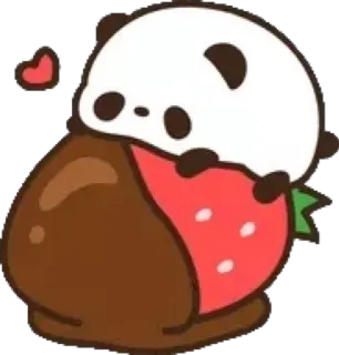 🐼 panda, strawberry, chocolate, cute, kawaii, animal, food telegram sticker