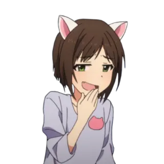 🍙 garota anime, orelhas de gato, fofo, adesivo, mangá telegram sticker