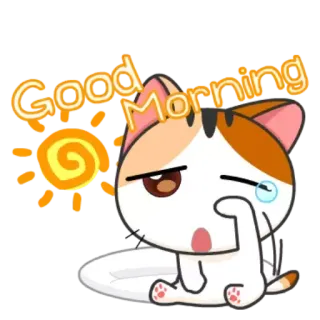 🥱 Good Morning 猫, 太陽, 朝, おはよう, 可愛い, アニメ, 漫画 telegram sticker
