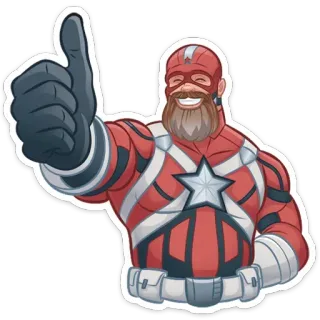 👍 Red Guardian Red Guardian, Pulgar arriba, Superhéroe, Marvel Comics, Personaje de cómic, Barba telegram sticker