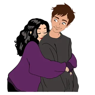 🥰 pareja, abrazo, dibujos animados, amor, afecto, romance telegram sticker