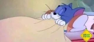 💛 Tom Cat Tom and Jerry SARBASH STATION hoạt hình, ngủ, giường, mèo, mỉa mai, hài hước telegram sticker