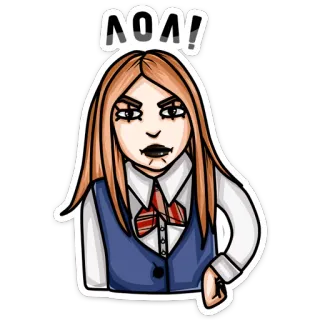 😄 ΛΟΛ! cartoon, girl, angry, school uniform, teenager telegram sticker