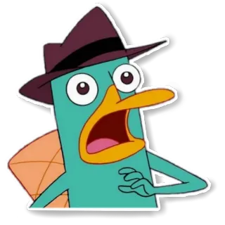 😱 Perry the Platypus Phineas and Ferb cartoon, platypus, agent, disney, perry whatsapp sticker