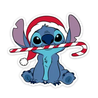 🍬 Stitch Lilo & Stitch Stitch, Natale, Bastoncino di zucchero, Disney, Cartone animato, Festivo telegram sticker