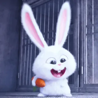 ☁️ Snowball The Secret Life of Pets coniglio, carino, animale, cartone animato, carota whatsapp sticker