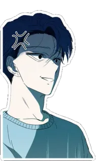 💢 Anime, Mężczyzna, Złość, Kreskówka, Ilustracja telegram sticker