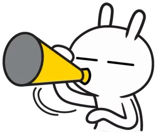 🗣 conejo, megáfono, gritando, dibujos animados, conejito telegram sticker