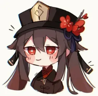 😏 Hu Tao Genshin Impact Anime, Niedlich, Charakter, Videospiel, Hut whatsapp sticker