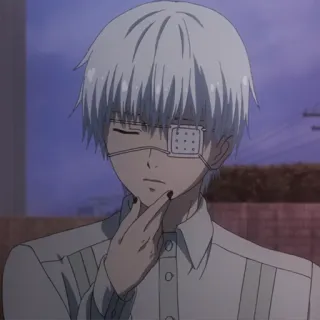 🤔 Ken Kaneki Tokyo Ghoul 动漫, 漫画, 东京喰种, 金木研, 角色, 白发, 眼罩 telegram sticker